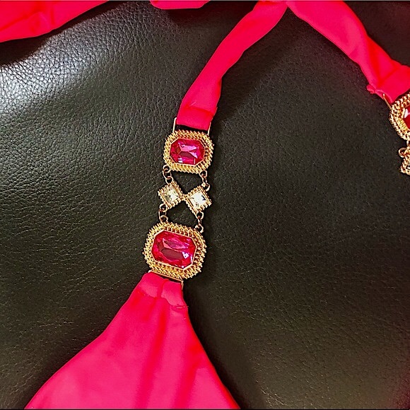 Watermelon🍉 crystal chain scrunch butt bikini set - Picture 4 of 12